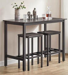 3 Piece Grandeur Premium Rustic Wood & Steel Bar Table and Stools Dinning Set (Rustic Grey)