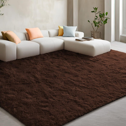 XL Extra Large Soft Shag Rug Carpet Mat (Chocolate, 300 x 200)