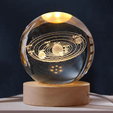 3D Galaxy Crystal Ball LED Night Light Lamp Solar System Planets Globe Glass Ornament