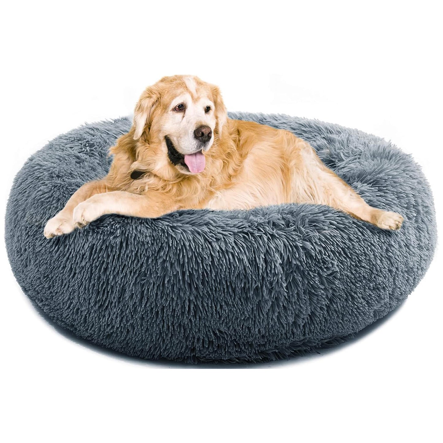 Cozy Plush Soft Fluffy Pet Bed Dog Cat Bed (Dark Grey, 70cm)
