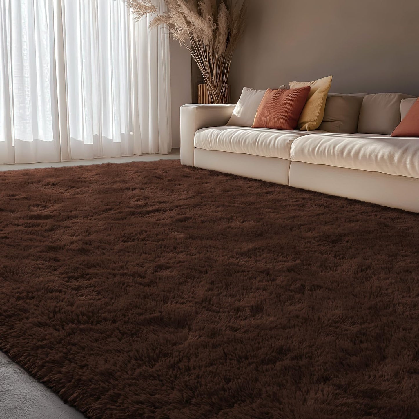 XL Extra Large Soft Shag Rug Carpet Mat (Chocolate, 300 x 200)