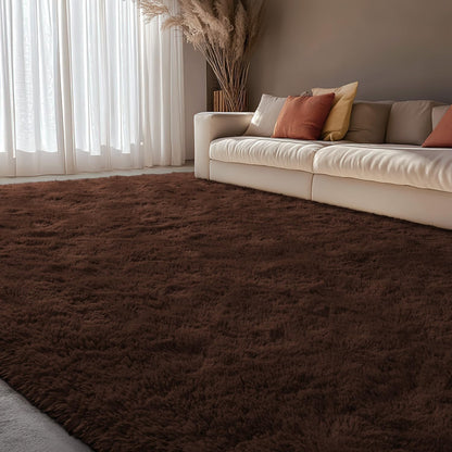 XL Extra Large Soft Shag Rug Carpet Mat (Chocolate, 300 x 200)