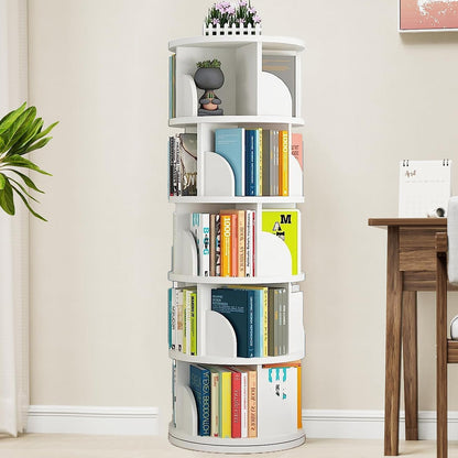 Sanctuary 360-degree Rotating 5 Tier Display Shelf Bookcase Organiser (White)