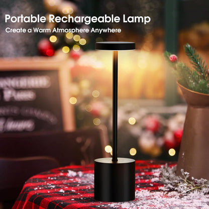 Luxury Designer LED Metal Tall Table Lamp Cordless Touch Sensor Night Light (Black)