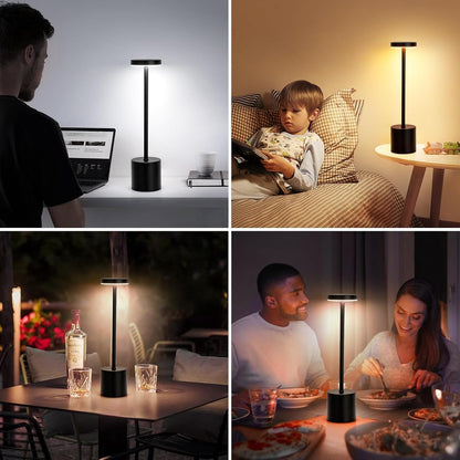 Luxury Designer LED Metal Tall Table Lamp Cordless Touch Sensor Night Light (Black)