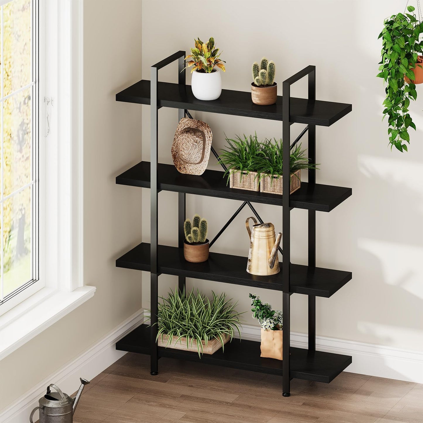 Envision 4-Tier Bookcase Storage Shelf Organizer (Black)