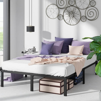 Titan Heavy Duty Metal Platform Bed Base Frame - Double Size, Black Steel