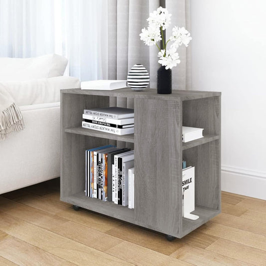 Versatile Sofa Side Table & Magazine Shelf with Casters (Driftwood Grey)