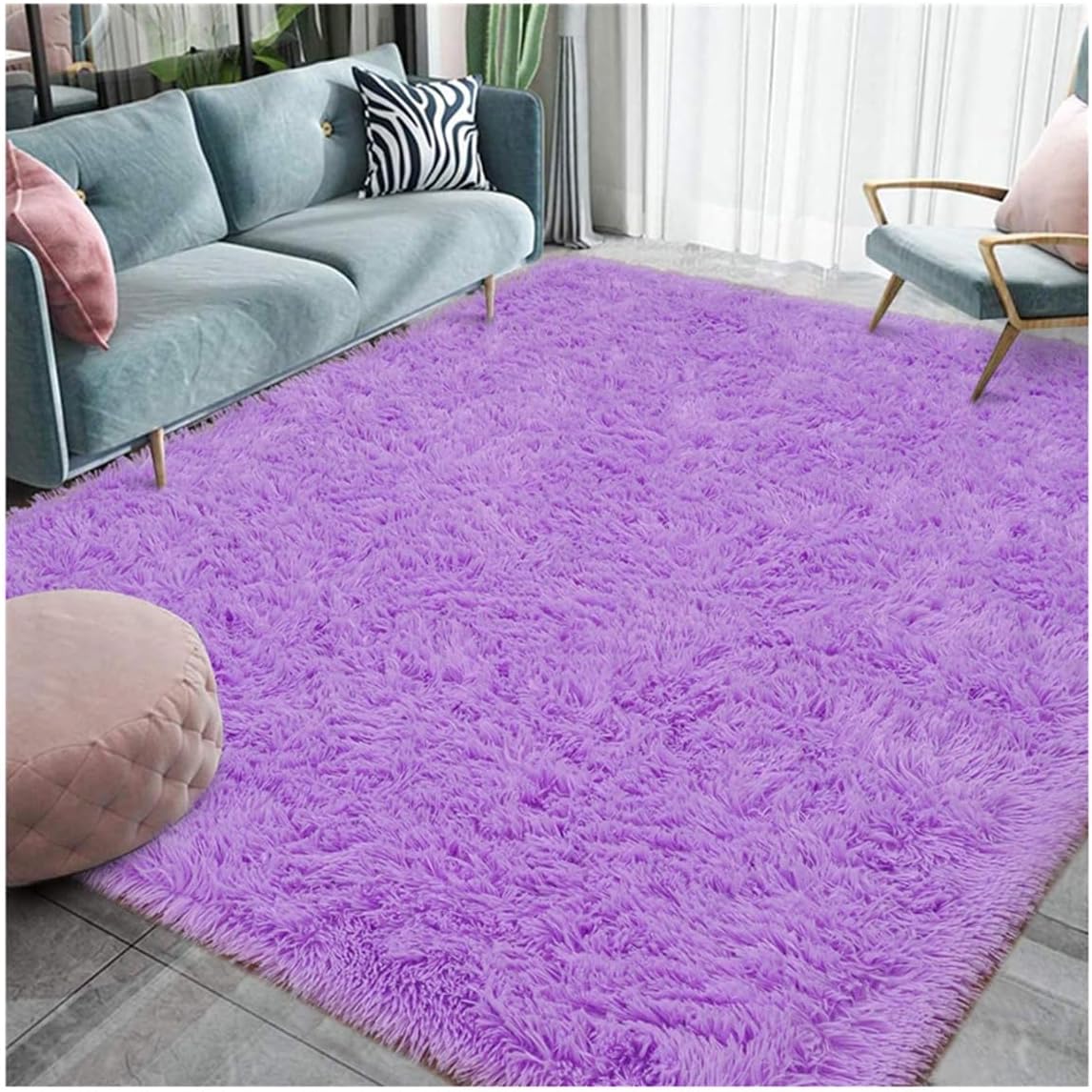 XL Extra Large Soft Shag Rug Carpet Mat (Purple, 300 x 200)