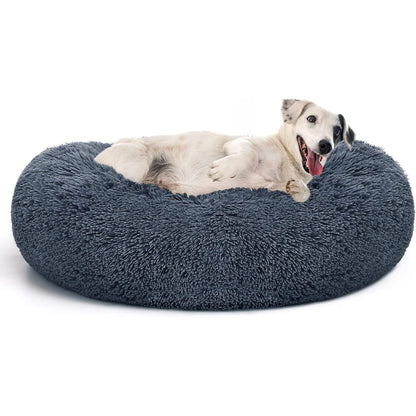 Cozy Plush Soft Fluffy Pet Bed Dog Cat Bed (Dark Grey, 70cm)