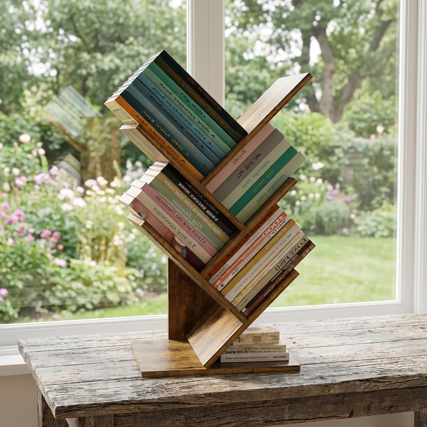 Resort 5 Shelving Rustic Bookshelf Display Cabinet Shelf Bookcase Desktop Organizer