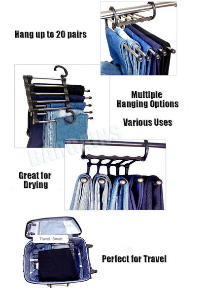 5-in-1 Stainless Steel Retractable Pants Clothes Organizer Hanger Rack