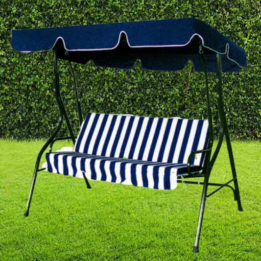 3-Person Outdoor Swing Chair with Padded Cushion (Blue)