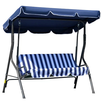 3-Person Outdoor Swing Chair with Padded Cushion (Blue)