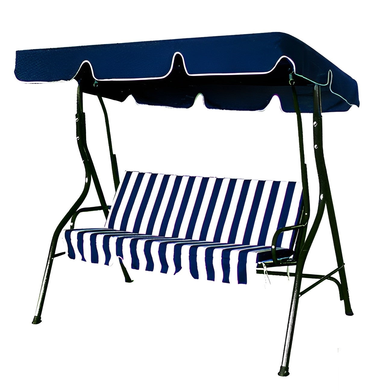 3-Person Outdoor Swing Chair with Padded Cushion (Blue)