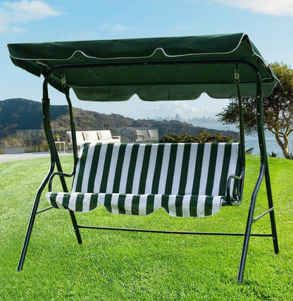 3-Person Outdoor Swing Chair with Padded Cushion (Green)