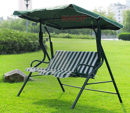 3-Person Outdoor Swing Chair with Padded Cushion (Green)