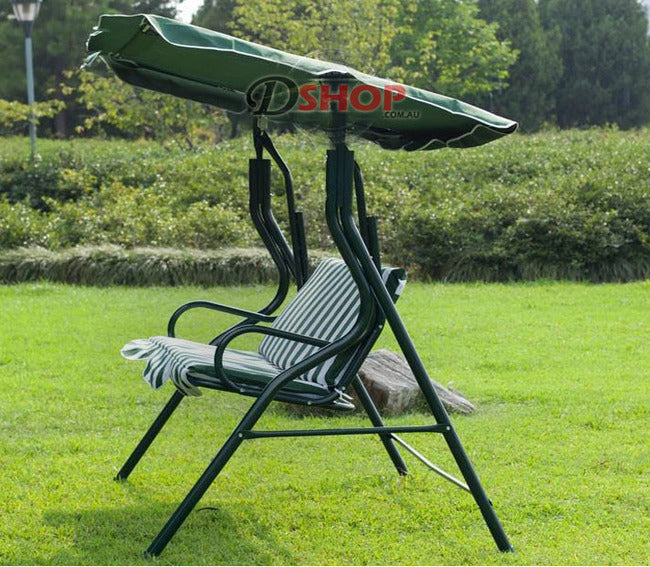 3-Person Outdoor Swing Chair with Padded Cushion (Green)