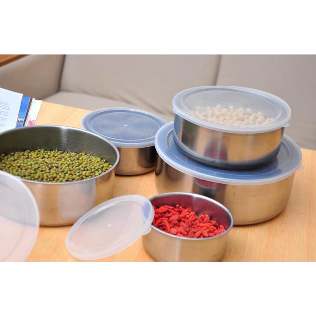 5-Piece Stainless Steel Bowl Set Food Storage Mixing Sealed Container Lunchbox