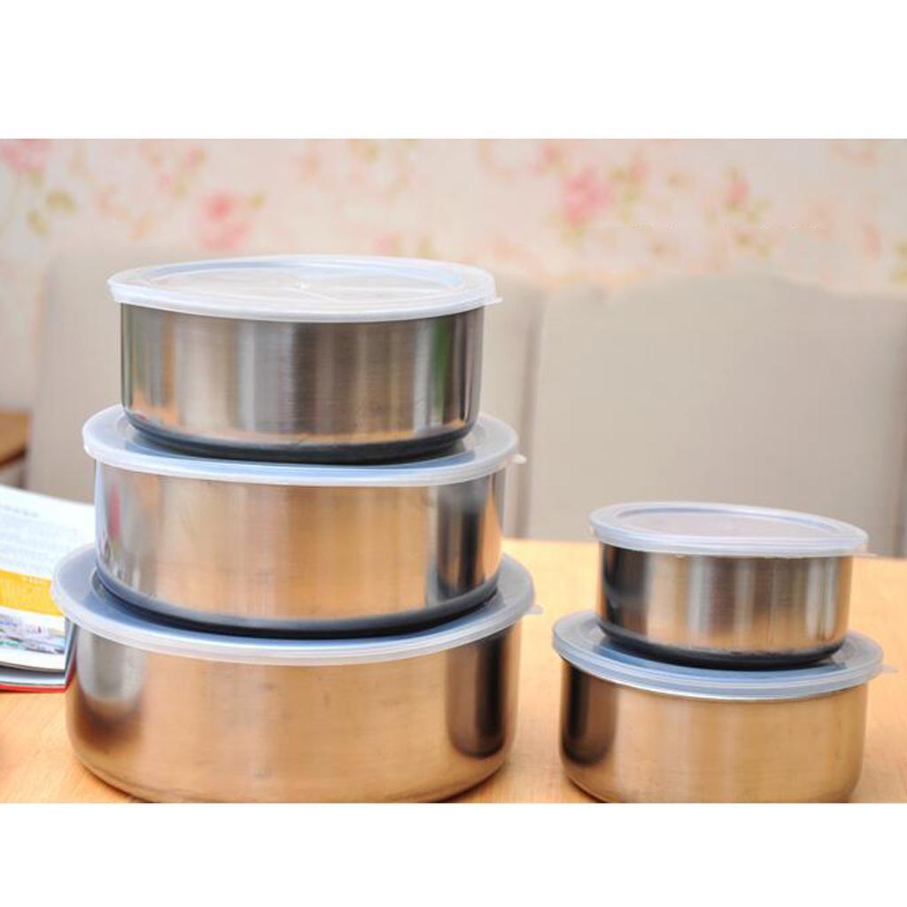 5-Piece Stainless Steel Bowl Set Food Storage Mixing Sealed Container Lunchbox