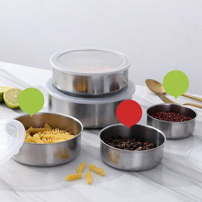 5-Piece Stainless Steel Bowl Set Food Storage Mixing Sealed Container Lunchbox