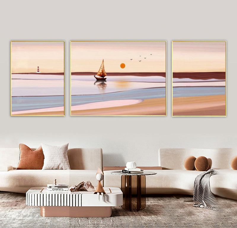 3-Pieces Set Paintings Oceanscape Aluminium Framed Canvas Wall Art