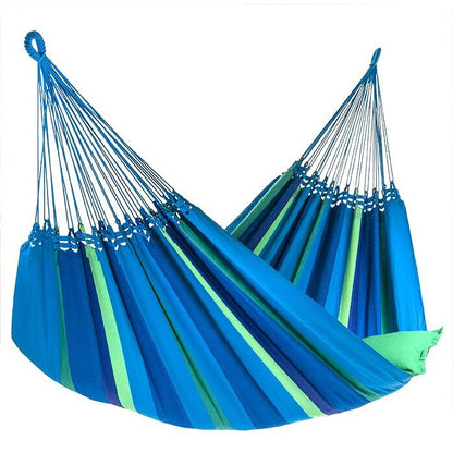 Cotton Hammock with Bag (Blue & Green Stripes)