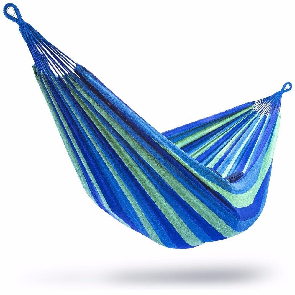 Cotton Hammock with Bag (Blue & Green Stripes)