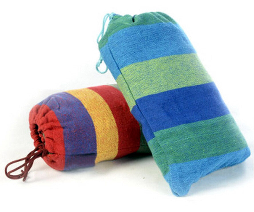 Cotton Hammock with Bag (Blue & Green Stripes)