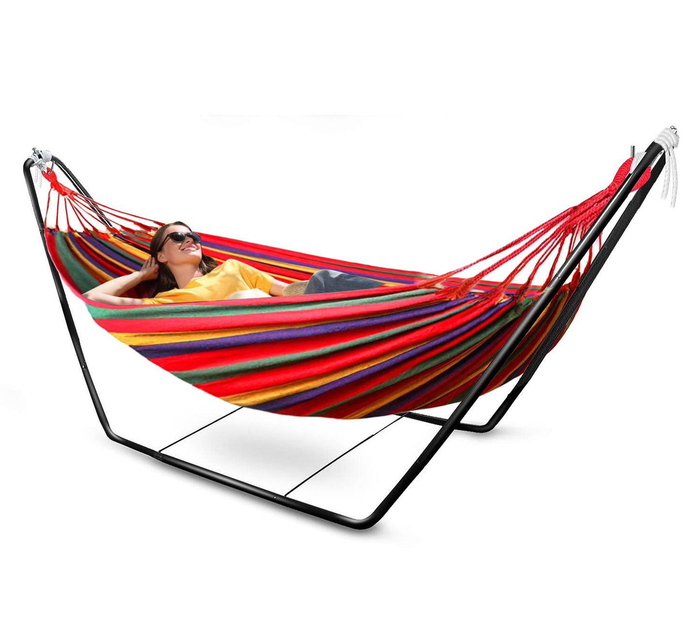 Cotton Hammock with Bag (Red Stripes)