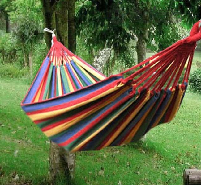 Cotton Hammock with Bag (Red Stripes)