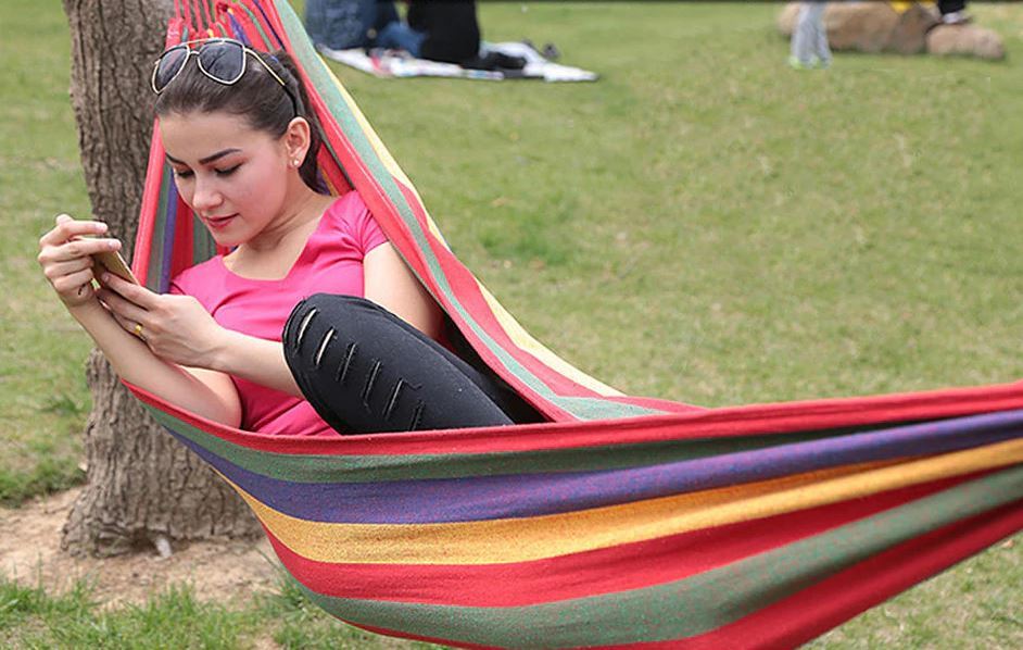 Cotton Hammock with Bag (Red Stripes)