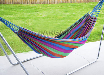 DOUBLE Large 2-Person Cotton Hammock with Bag (Colourful Stripes)