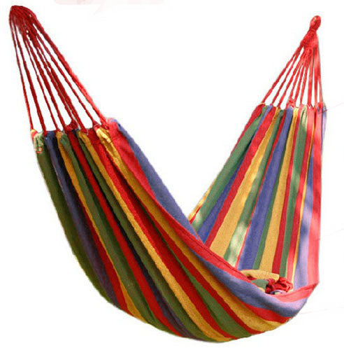 DOUBLE Large 2-Person Cotton Hammock with Bag (Red Stripes)