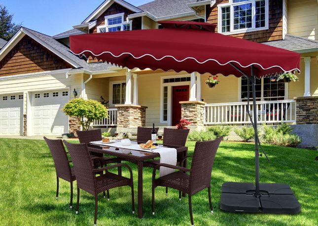 Varossa Large Square Cantilever Outdoor Umbrella Maroon