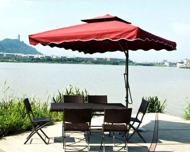 Varossa Large Square Cantilever Outdoor Umbrella Maroon