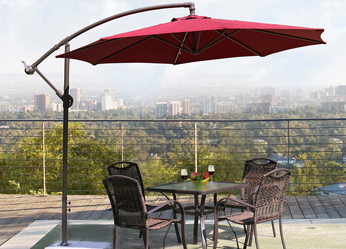 3m Steel Round Cantilever Outdoor Umbrella (Maroon)