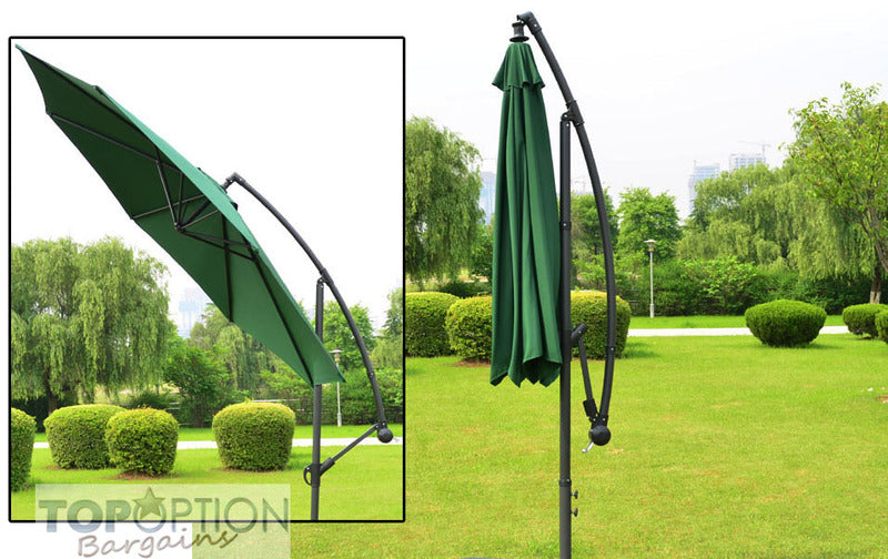 3m Steel Round Cantilever Outdoor Umbrella (Green)