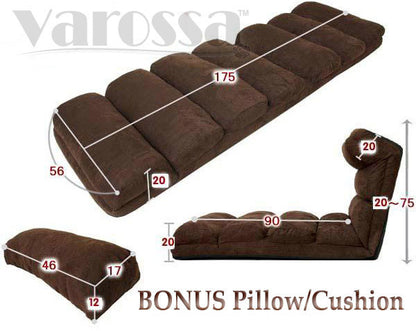 Varossa Chaise Lounge Recliner Chair Sofa Bed (Chocolate)