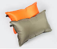 Premium Padded Inflatable Self-Inflating Travel Pillow with Bag (Coffee)