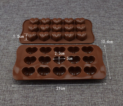 15 Cavities Heart Shaped Silicone Molds Cake Cookie Chocolate Candy Mould