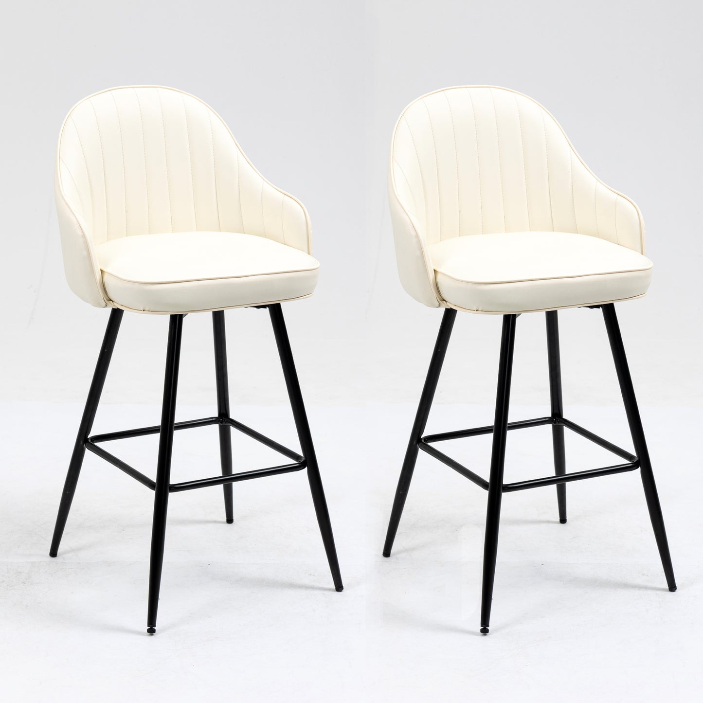 2 x Euphoria Designer Faux Leather Bar Stools (White - Set of 2)