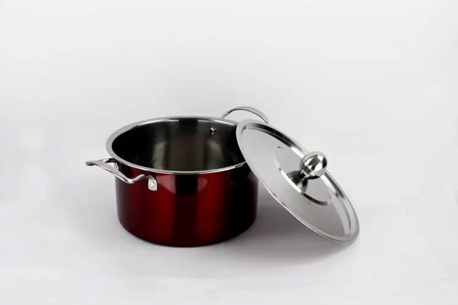 3-Piece Metallic Colourful Stainless Steel Cookware Saucepan Casserole Stock Pots Set