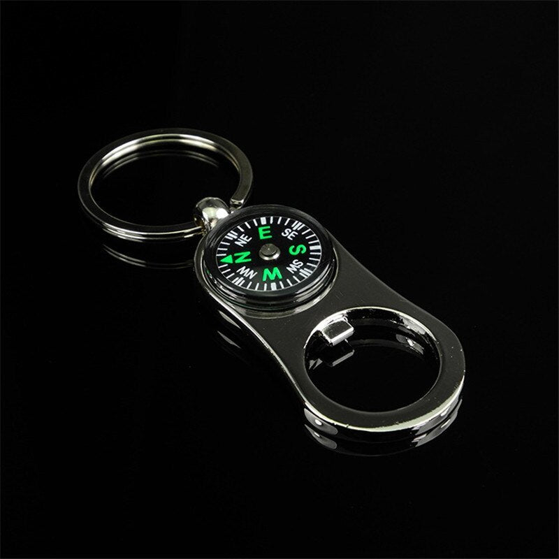 3 In 1 Compass Bottle Opener Keychain Navigation Keyring