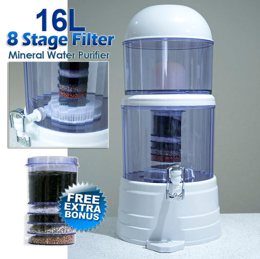 8 Stage Natural Mineral Benchtop Water Purifier Dispenser & Bonus Extra Filter B