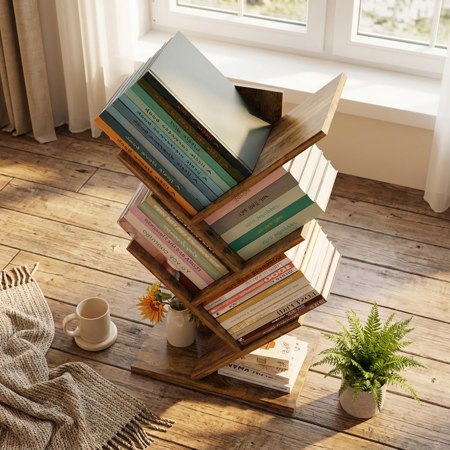 Resort 5 Shelving Rustic Bookshelf Display Cabinet Shelf Bookcase Desktop Organizer