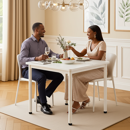 Harbor Industrial White Wood & Steel Dining Table Square 80cm