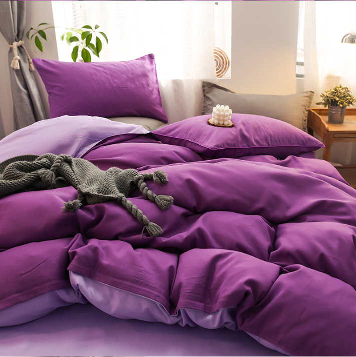 Luxe Home 4 Piece Quilt Cover Bedding Set (Purple & Lilac) - Single Size