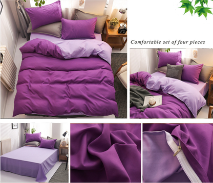 Luxe Home 4 Piece Quilt Cover Bedding Set (Purple & Lilac) - Single Size