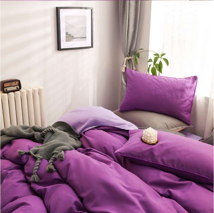 Luxe Home 4 Piece Quilt Cover Bedding Set (Purple & Lilac) - Single Size